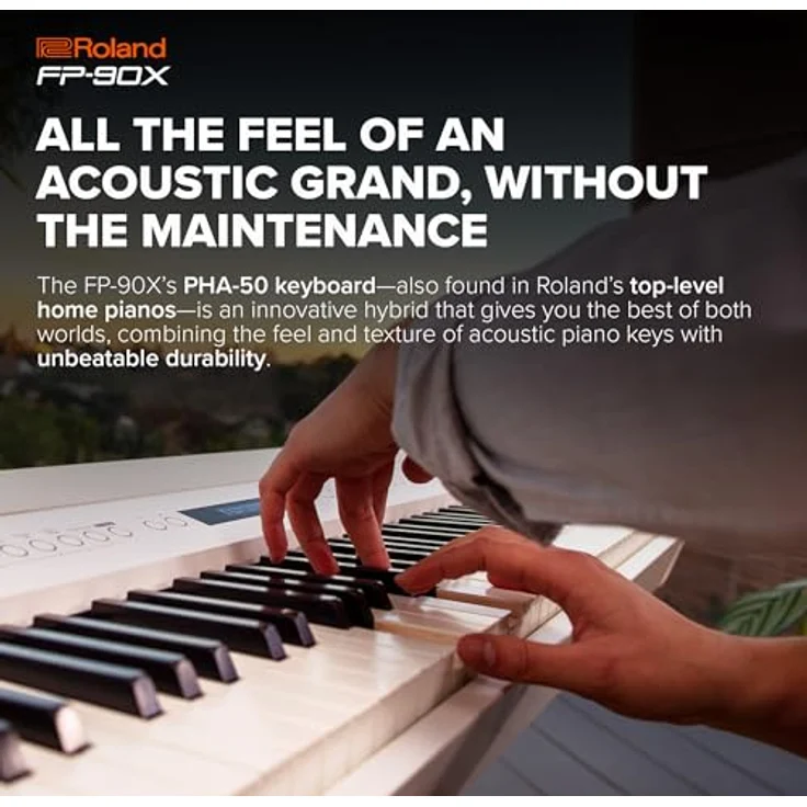 Roland FP-90X Digital Piano, tragbares Flaggschiff mit PureAcoustic Piano-Modelling und PHA-50 Hybrid-Tastatur, Schwarz – Bild 5