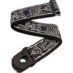 Daddario 50PLJS01 Joe Satriani Signature Gitarrengurt, verstellbar bis 140cm, breiter 5cm, Motiv Skull'n Bones mit Planet Lock System