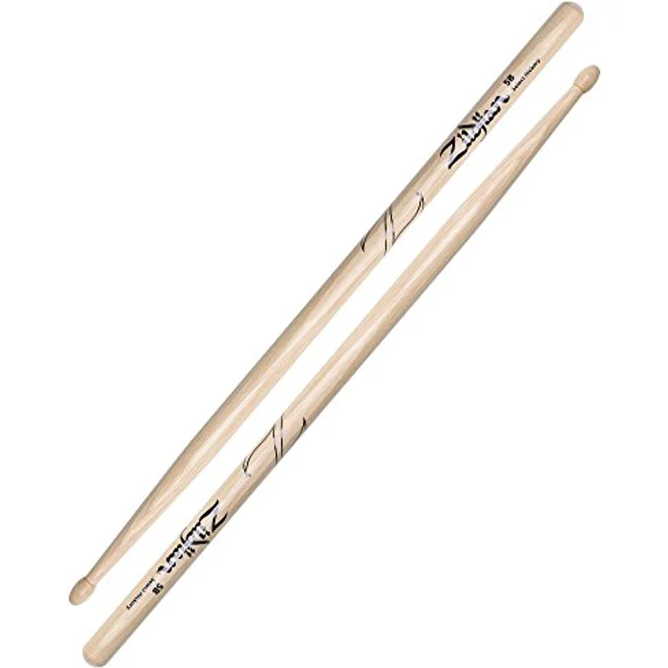 Zildjian 5B Hickory Drumsticks, Holzspitzen, Länge 406 mm, Durchmesser 15,1 mm, natürliche Holzfarbe – Bild 1