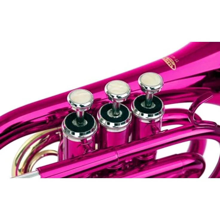 Classic Cantabile Brass TT-400 Bb-Taschentrompete, Messing mit Schallbecher-Durchmesser 93 mm, Bohrung 11,8 mm, pink, inkl. Leichtkoffer, Mundstück, Putztuch und Handschuhe – Bild 3