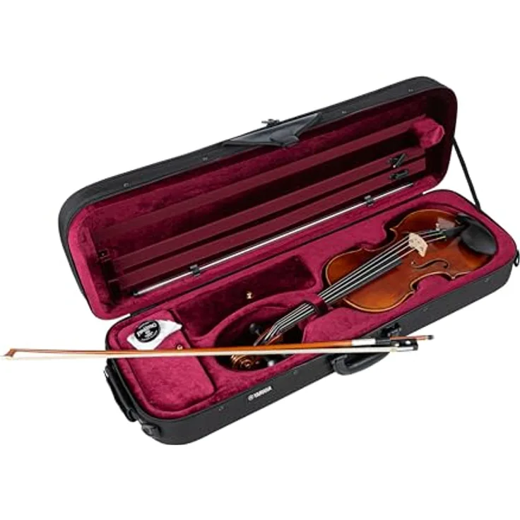 Yamaha V10 SG, 4/4 Violine im Set mit Koffer und Bogen, massive Fichtendecke und flammender Ahornboden, handgefertigte Öl-Lackierung, Ebenholzgriffbrett