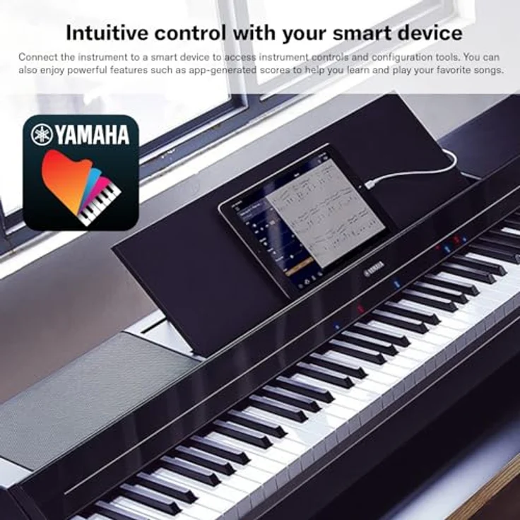 Yamaha P-S500, Smart Digitalpiano mit 88 gewichteten Tasten, Stream Lights, Bluetooth, 660 Instrumentenklängen - Schwarz – Bild 4