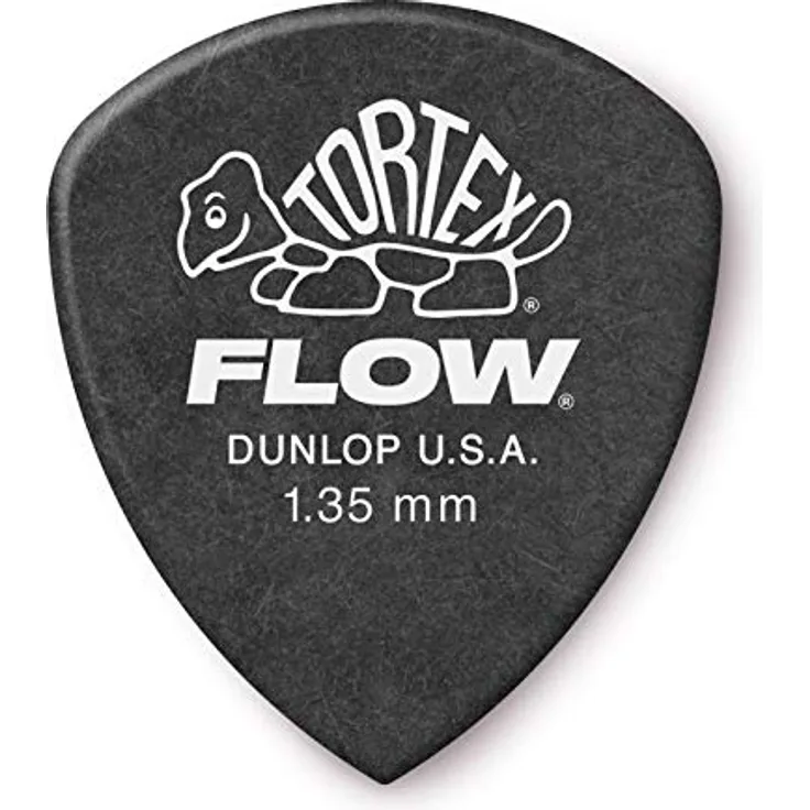 Dunlop Flow Standard Pick Set 1,35 mm, Plektrum Set mit 12 Stück, scharfe Spitze, langlebig, schwarz