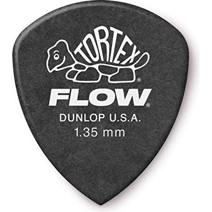 Dunlop Flow Standard Pick Set 1,35 mm, Plektrum Set mit 12 Stück, scharfe Spitze, langlebig, schwarz – Bild 1