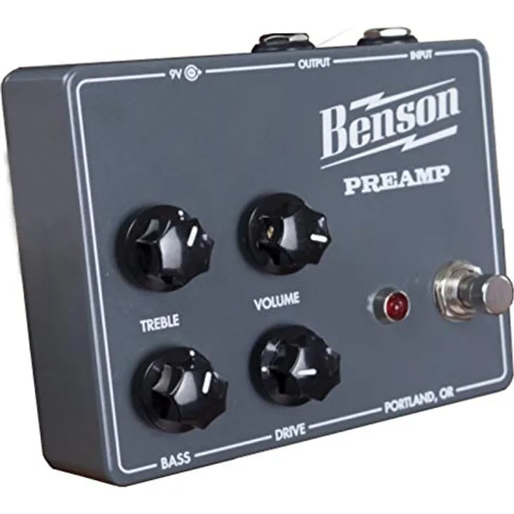 Benson Preamp, Übersteuerungspedal für E-Gitarre mit FET Transistor, Gain- und Volume-Regler, Handmade in USA