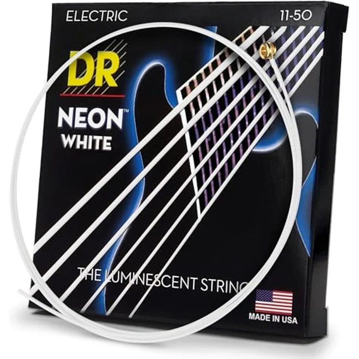 DR Strings Gitarrensaiten, farbige E-Gitarren Saiten in Neonweiß, .011 - .050 mit K3-Beschichtung und sechseckigem Kern – Bild 1