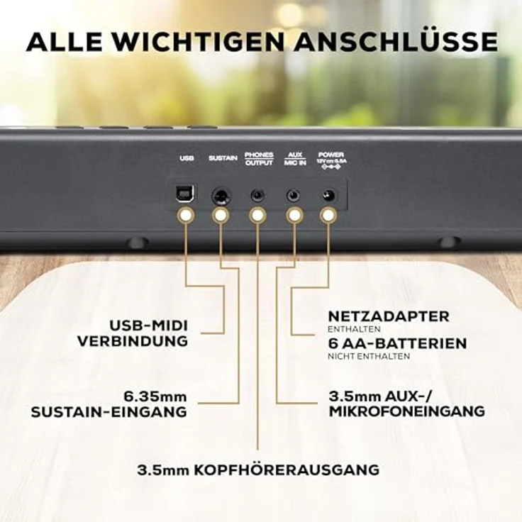 Alesis Recital Play E-Piano, 88 Tasten, 480 Sounds, Lautsprecher, USB-MIDI, inklusive Klavierlektionen für Anfänger und Notenablage – Bild 5