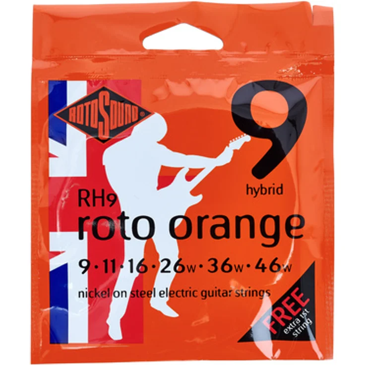 Rotosound RH9 Roto Oranges, E-Gitarren-Saiten Set 9-46, vernickelt, 6-Saiter Hybrid Satz