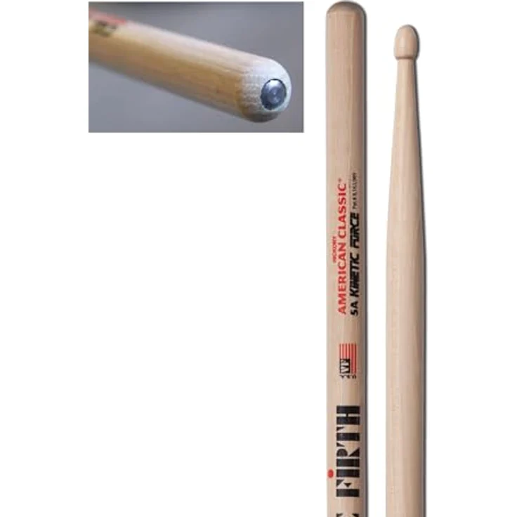 Vic Firth 5A Kinetic Force Hickory, Drumsticks mit langlebigem Holzkopf und trichterförmigem Kopf für schnellen Spielstil – Bild 1