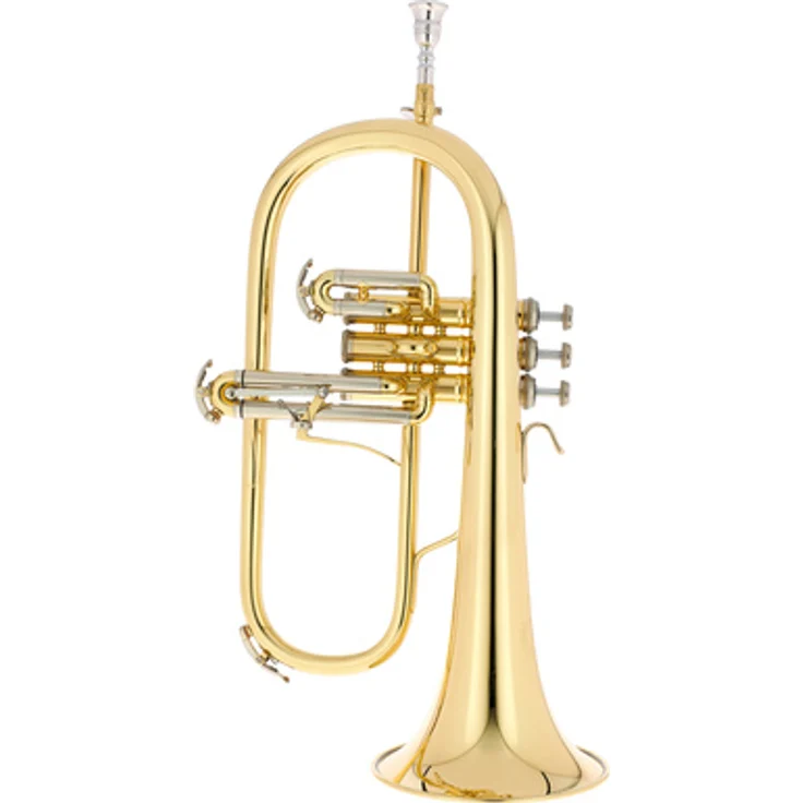 B&S 3145-L Challenger I, Flügelhorn mit Messing Korpus, 10,49 mm ML-Bohrung, 152 mm Schallstück, klar lackiert, inkl. Mundstück und Luxus-Koffer