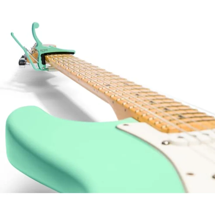 Kyser Fender Classic Capo KGE Surf Green, Quick Change Kapodaster für E-Gitarre mit 9,5" Griffbrettradius aus Aluminium – Bild 3