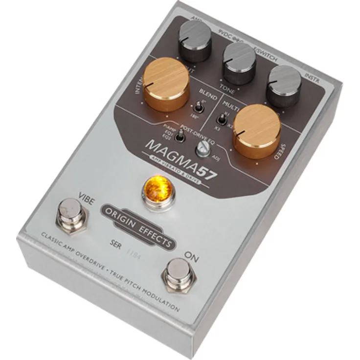 Origin Effects Magma 57 Vibrato & Drive, Overdrive-Pedal für E-Gitarre mit analogem Vintage-Sound, inkl. Post-Drive EQ und bei Bedarf realistische Verstärker-Simulation