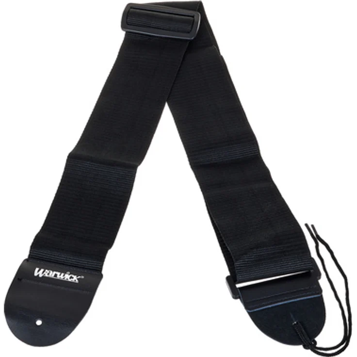 Warwick Nylon Bass Strap Black, robuster Gitarrengurt mit echtem Lederenden, verstellbar von 70 bis 134 cm, 8 cm breit – Bild 1
