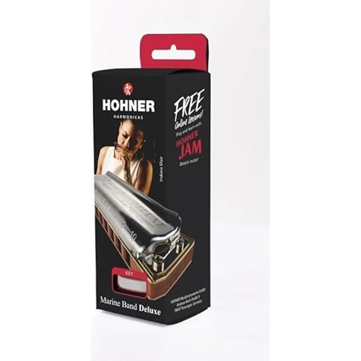 Hohner Marine Band Deluxe Eb, Mundharmonika in Eb-Dur mit 20 Stimmzungen, Holz-Kanzellenkörper und optimiertem Deckeldesign – Bild 5