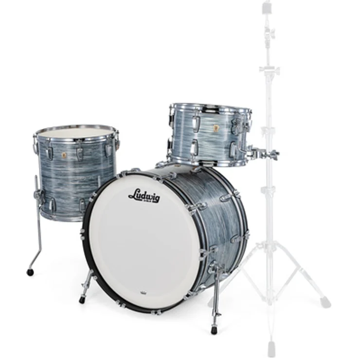 Ludwig Classic Maple Rock Set Pro Beat 24, 100% Ahornkessel, Vintage Blue Oyster, inkl. Bass Drum 24"x14", TomTom 13"x09", Standtom 16"x16"