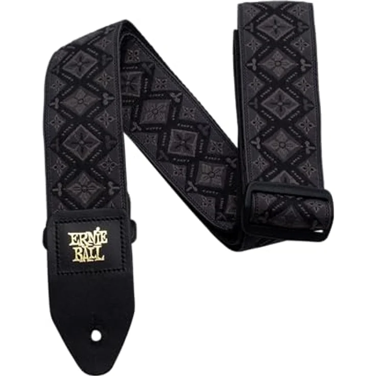 Ernie Ball E-Guitar Strap Regal Black, Gitarrengurt aus Polypropylen mit Lederenden, verstellbar von 104 cm bis 183 cm, Breite 51 mm – Bild 2