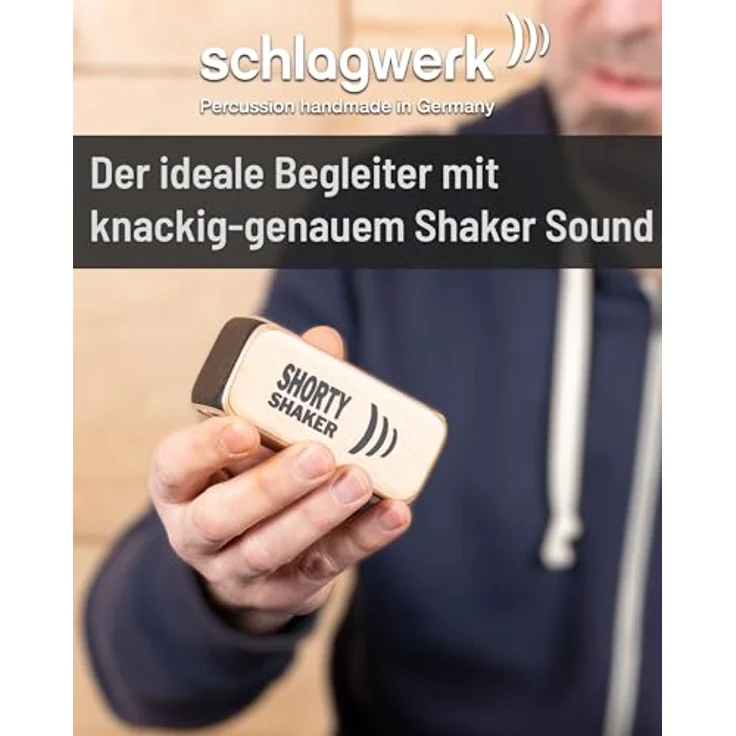 Schlagwerk SK30 Shorty Shaker, Handlicher Holz-Percussion Shaker mit präzisem Klang, kompakte Größe 10,5 x 4,5 x 4,5 cm, Made in Germany – Bild 4