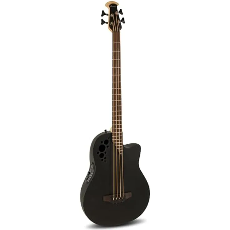 Ovation Elite B778TX-5-G, E-Akustikbass mit Massive A-Grade Sitka-Fichtendecke, Mid Depth Black Textured Finish, OCP-1K Pickup und OP-Pro Preamp