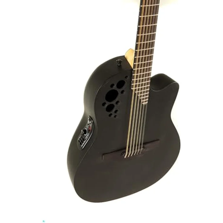 Ovation Pro Series Elite 2058-TX-5-G, 12-saitige Akustikgitarre mit massiver Fichtendecke, Contour Bowl Body, schwarzem Textur-Finish und OPPro Preamp – Bild 2