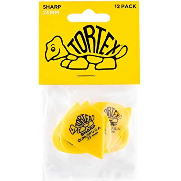 Dunlop Plectrums Tortex Sharp 0,73mm, 12er Pack, gelb, Players Pack – Bild 4