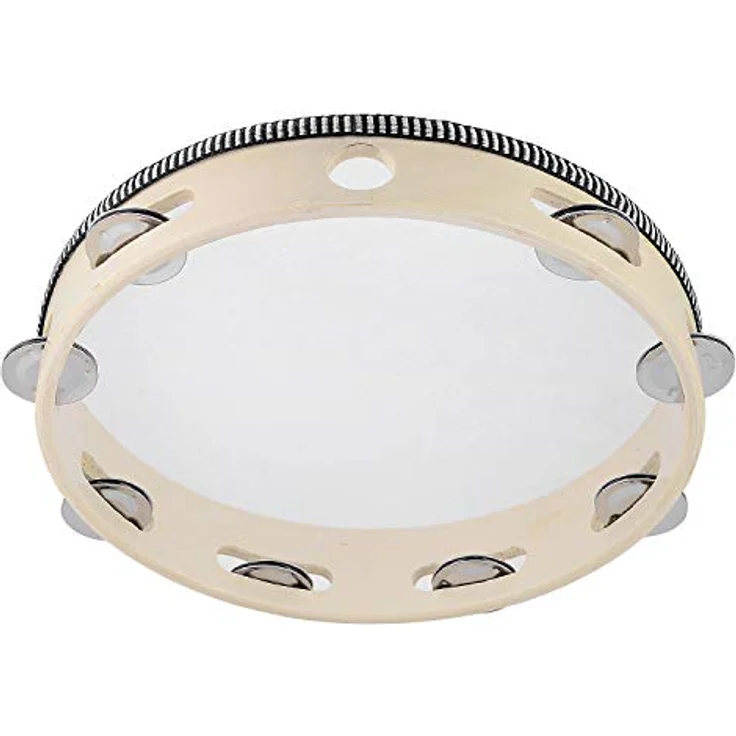 Musfunny Tamburin 25 cm, Holz Tambourine mit Metal Jingles, vielseitig einsetzbar für Erwachsene – Bild 5