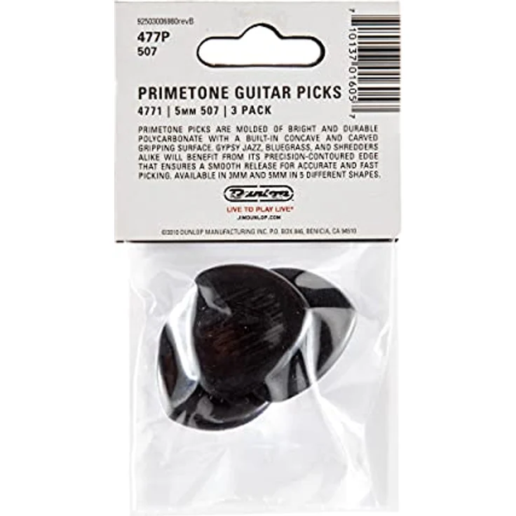Dunlop Primetone Pick Pack 5mm L 507, Set mit 3 hochwertigen Plektren aus langlebigem Polycarbonat, gewölbte griffige Oberfläche – Bild 5