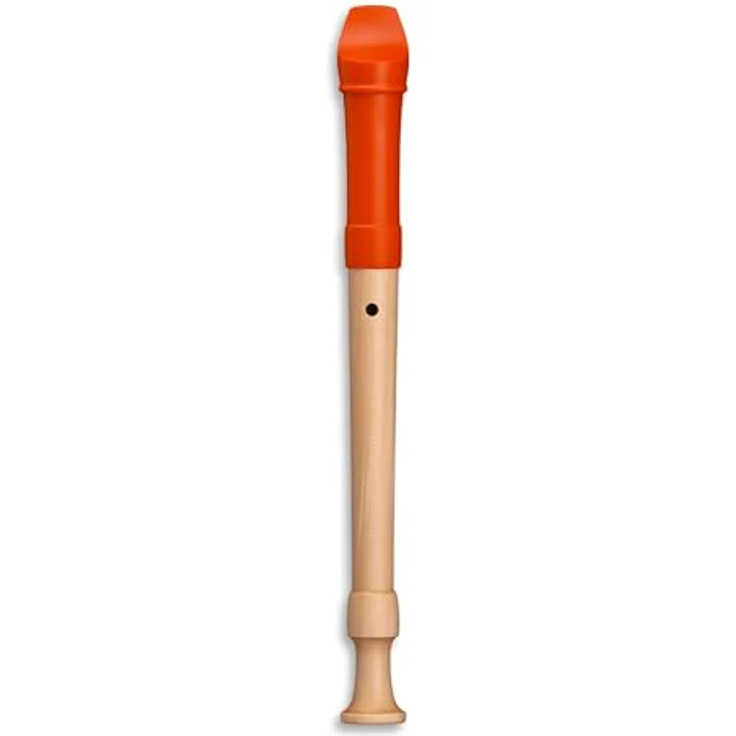 Mollenhauer 17414 Fipple Digi Soprano B, Sopranblockflöte in C, Barocke Griffweise, Kunststoffkopf, Unterstück aus Ahornholz, orange – Bild 4