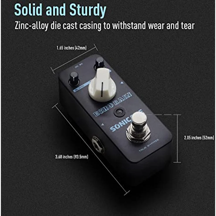 SONICAKE Digital Delay Pedal Echo Rain, Analog Style Hybrid mit 500ms Verzögerungszeit und MOD Funktion – Bild 5
