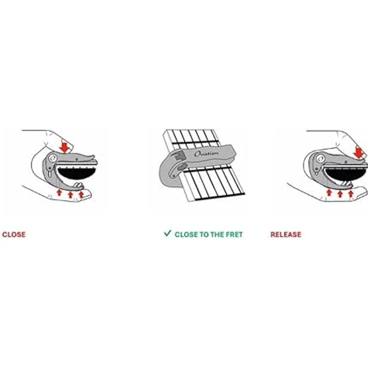Ovation Kapodaster CK1, Einhand-Kapodaster für gewölbte Griffbretter, 25 g leicht, Made in Germany – Bild 9