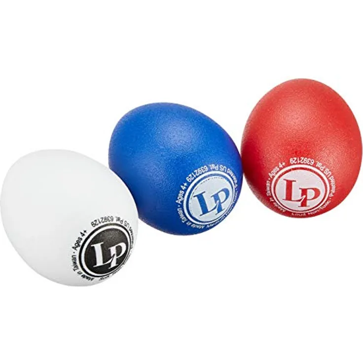 LP LP 016 Egg Shaker Trio, Set aus 3 Shakern in Weiß, Blau und Rot mit unterschiedlichen Lautstärken, Kunststoff