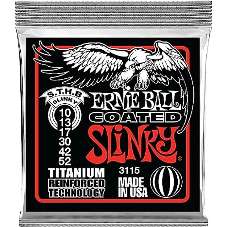 Ernie Ball 3115 Skinny Top Titanium, E-Gitarren-Saiten Satz 010-052 mit Titanium-Beschichtung für verbesserte Stimmstabilität und Rostschutz – Bild 1
