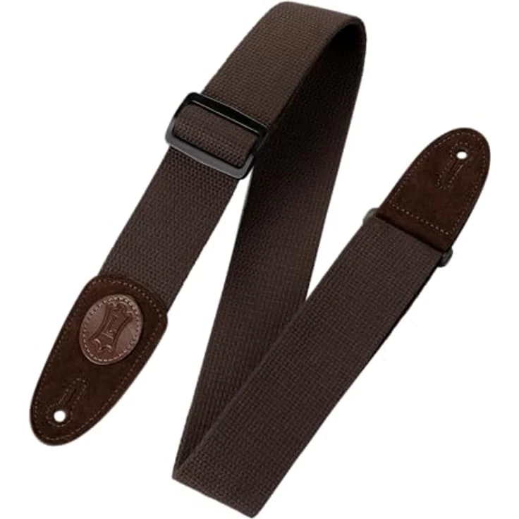 Levys Classic Cotton Strap 2" Gitarrengurt aus Baumwolle mit Wildleder-Endstück, verstellbar von 85 cm bis 155 cm, braun – Bild 1