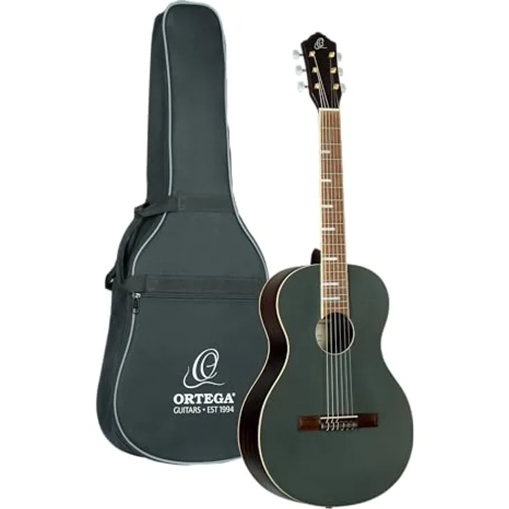 Ortega RRA-PLT Parlor Ranger Platin, Konzertgitarre mit Fichtende, Mahagoni-Boden und -Zargen, Walnuss-Griffbrett, 630 mm Mensur, Farbe: Platin, inkl. Gigbag