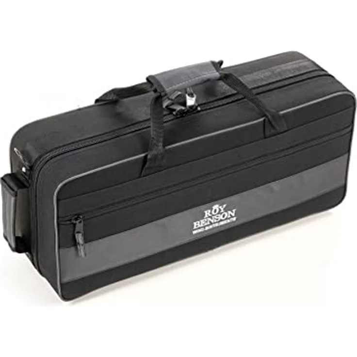 Roy Benson Bb-Trompete TR-101, Professionelle Trompete mit ML Bohrung und Goldmessing Mundrohr, inklusive leichtem Rechtecketui mit Rucksackgarnitur – Bild 3