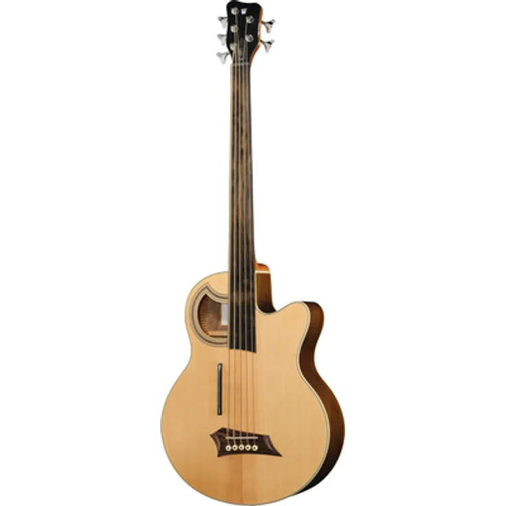 Warwick RockBass Alien Deluxe 5 Fretless Akustikbass, massive Fichten-Decke, Natural Transparent Satin