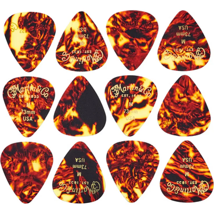 Martin Guitar #1 Pick Pack, Plektren 0,73 mm in Tortoise, 12er Pack, Made in USA