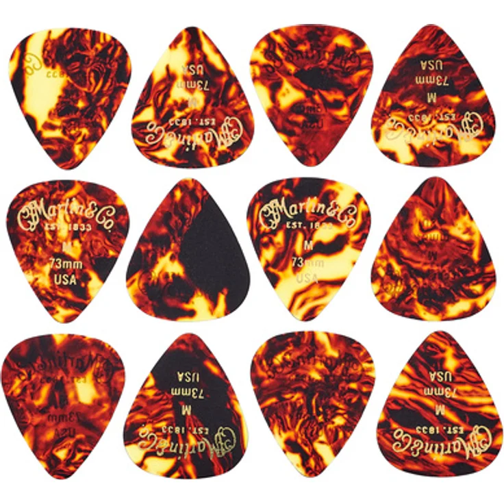 Martin Guitar #1 Pick Pack, Plektren 0,73 mm in Tortoise, 12er Pack, Made in USA
