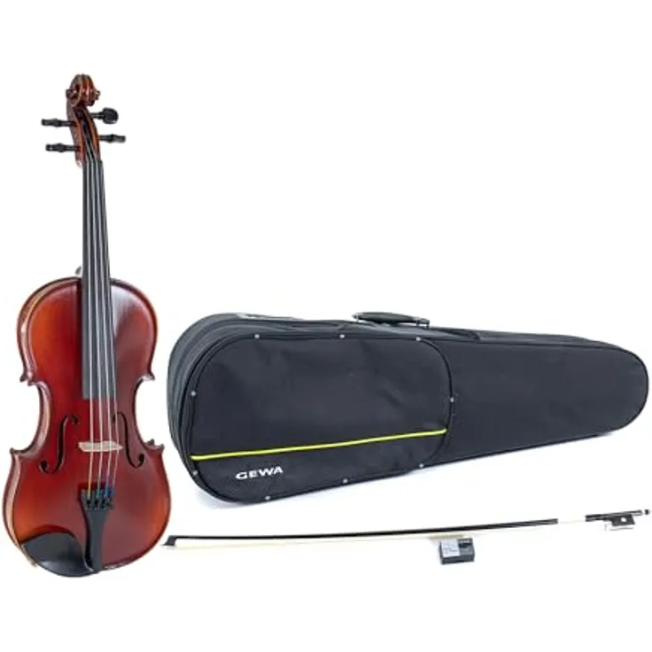 Gewa Ideale Violin Set 4/4 SC CB, vollmassive Violine aus europäischen Tonhölzern, rot-brauner Naturharzlack, inkl. Carbonbogen und Violinetui mit Rucksackriemen