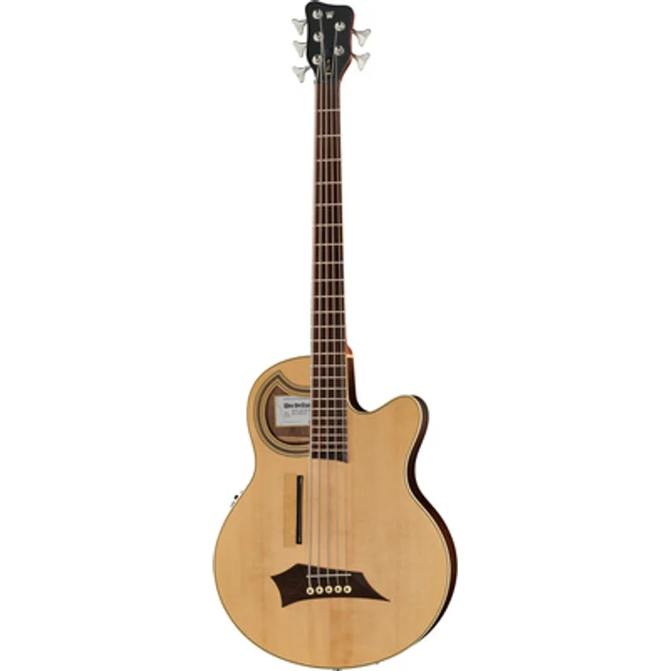 Warwick Alien Deluxe 5 Hybrid Thinline, 5-Saiter Akustikbass mit Sitka Fichten Decke, Shadow Nanomagnetic und Piezo Tonabnehmer, Natural Transparent Satin Finish