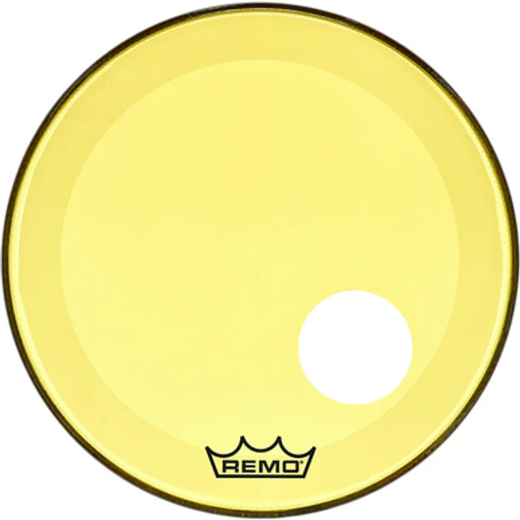 Remo 22" P3 Colortone Reso Yellow, Bass Drum Resonanzfell mit 5" Mikrofonloch und Dämpfungsring, gelb – Bild 1