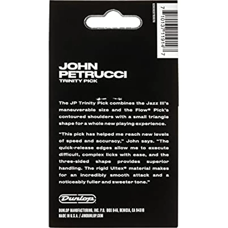 Dunlop John Petrucci Trinity Pick, Set mit 6 schwarz, 1.40 Stärke, Flow® Form mit Jazz III Spitze – Bild 5