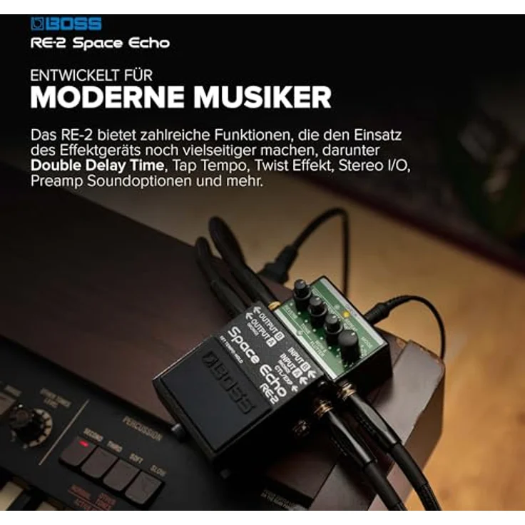Boss RE-2 Space Echo Delay/Reverb, Effektpedal für E-Gitarre mit 11 Delay-Modi, inklusive Echo und Reverb, kompakte Bauweise – Bild 5
