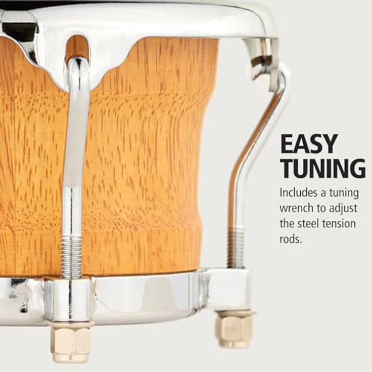 Meinl FWB100SNT-M Mini Bongo Set, 3 1/2" und 4 1/4", Holz mit Handselektierten Büffelfellen, Super Natural Finish, inkl. Stimmschlüssel – Bild 6
