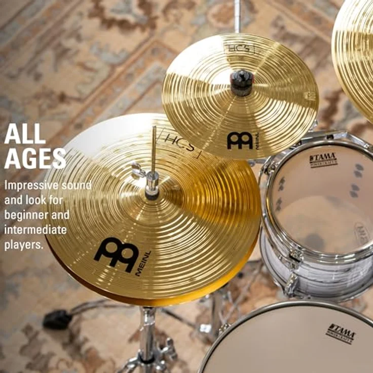 Meinl Cymbals HCS Super Schlagzeug Becken Set, 14 Zoll Hihat, 20 Ride, 16 Crash, 18 Crash, 16 China, 10 Splash, Messing, traditionelles Finish, inkl. Video Box Pack – Bild 5