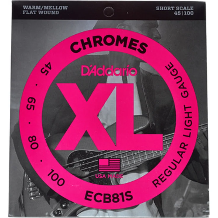 Daddario ECB81S, Short Scale E-Bass Saiten, Flatwound, Chromes, Stärken 045-065-080-100