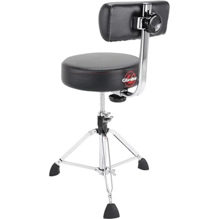 Gibraltar Schlagzeughocker 9000 Series Round mit Backrest, 35cm Durchmesser, höhenverstellbar 51-66cm, Vinyl-Sitzfläche, Super Lock, Dreibein-Position, 'Super Foot' Gummifüße – Bild 3