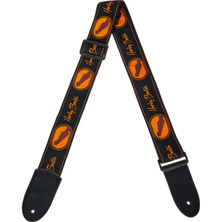 Harley Benton YSYG Strap, 2-lagiger Gitarrengurt mit Verstärkungen, orange/schwarz/braun, verstellbare Länge 91,5cm - 147,5cm