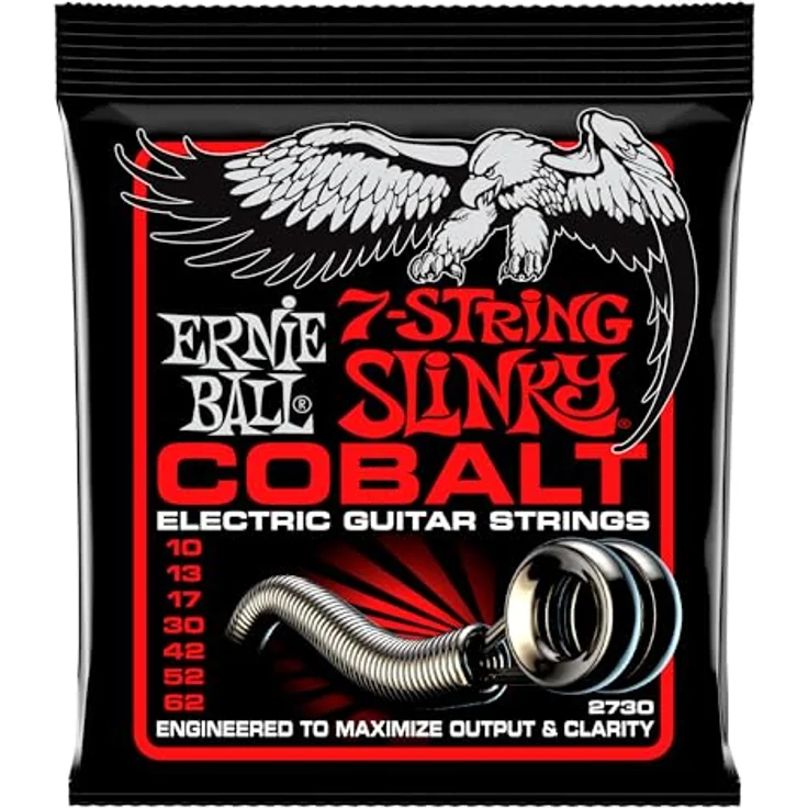Ernie Ball Skinny Top Heavy Bottom Slinky Cobalt 7-Saiter E-Gitarrensaiten, Stärke 10-62, Cobalt-Legierung für verbesserte Leistung und Klarheit – Bild 1