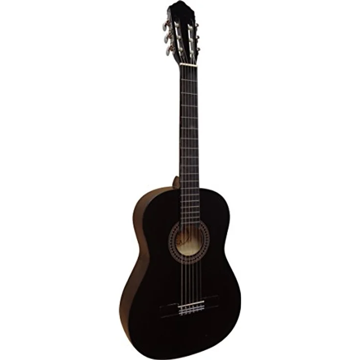 MSA 4/4 Konzertgitarre, schwarze Classic Gitarre, hochglanzpoliert, Mensur 64cm, Lindenholz-Decke, Nylonsaiten