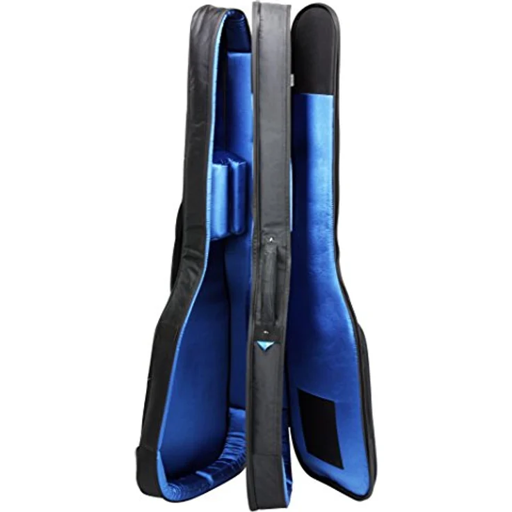 Reunion Blues RBX-2B Double Bass Guitar Gig Bag, passend für 2 E-Bässe, wasserdichtes Außenmaterial, gepolstertes blaues Innenfutter, Farbe: schwarz – Bild 5